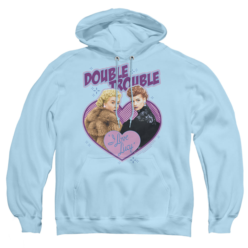 I Love Lucy Double Trouble Mens Hoodie Light Blue Officially Licensed