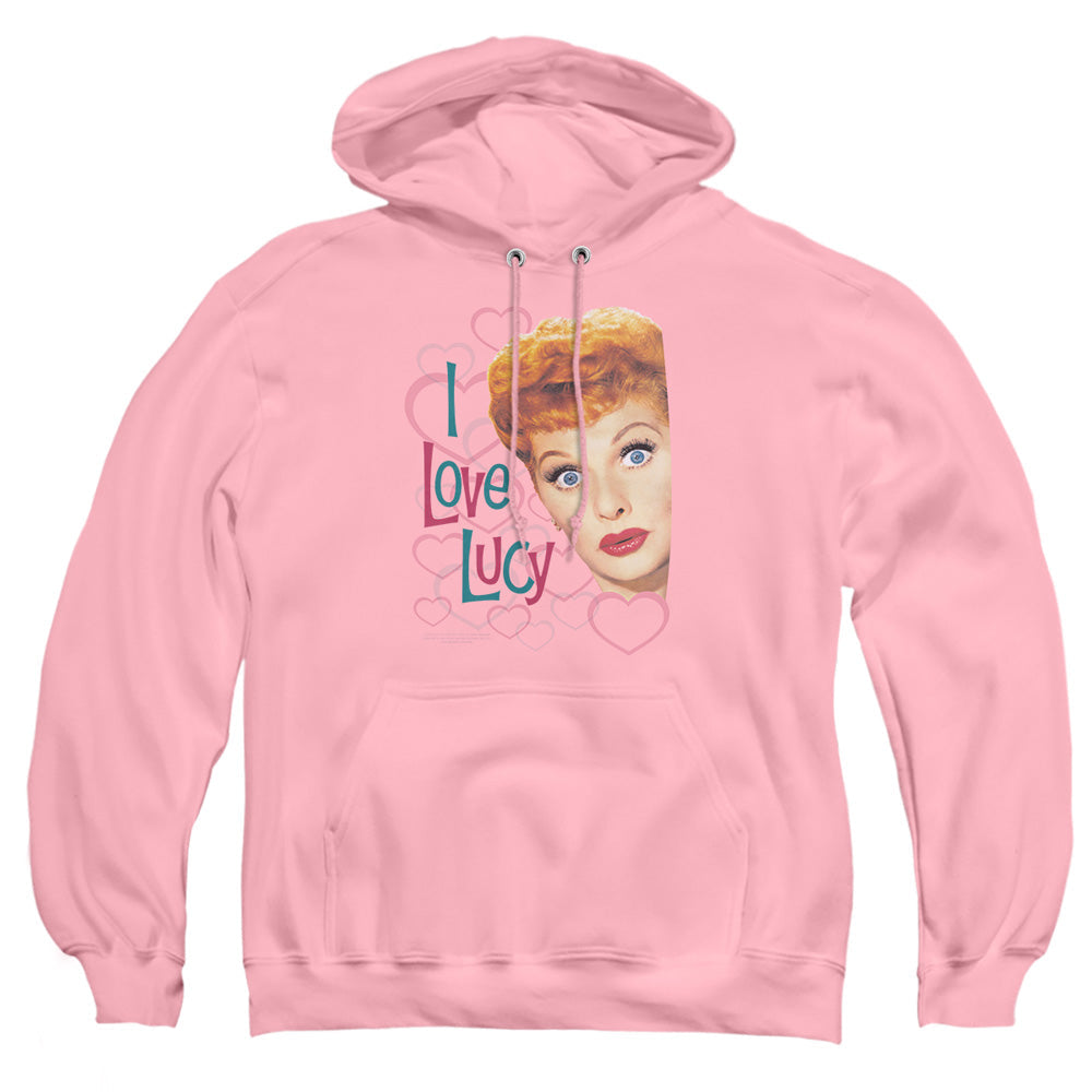 I Love Lucy Open Hearts Mens Hoodie Pink Officially Licensed