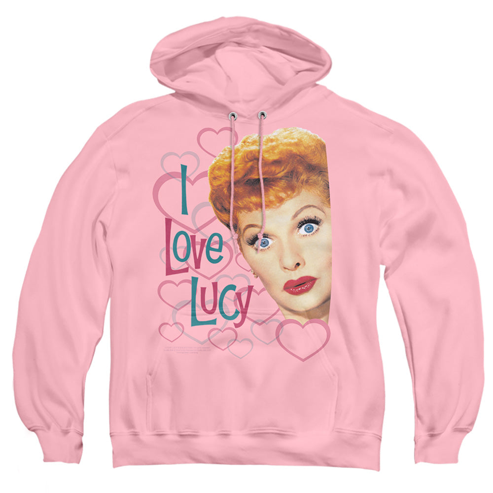 I Love Lucy Hollywood Open Hearts Mens Hoodie Pink Officially Licensed