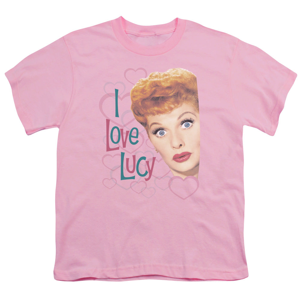 I Love Lucy Open Hearts Kids Youth T Shirt Pink Officially Licensed