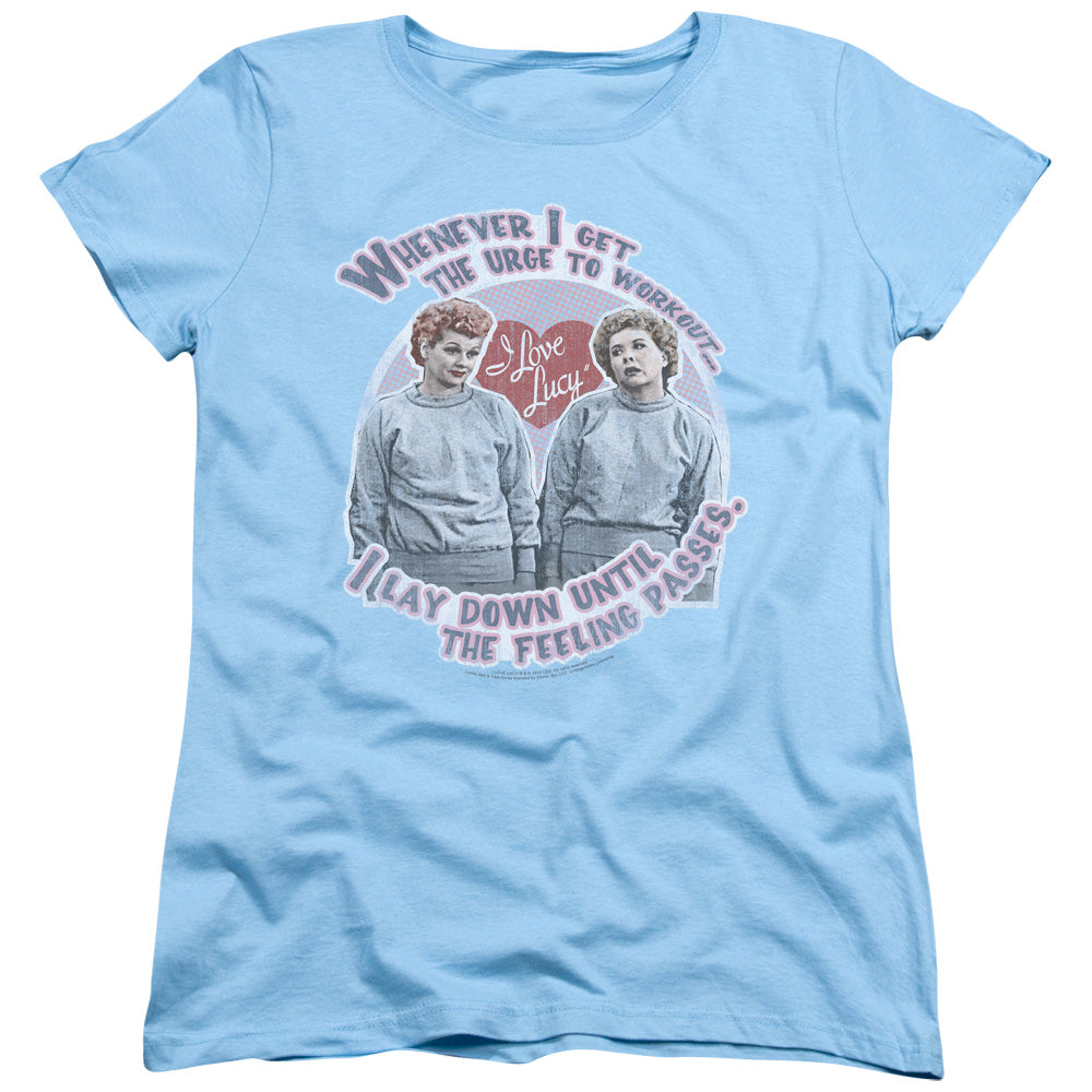 I Love Lucy Lucys Workout Womens T Shirt Light Blue Officially Licensed