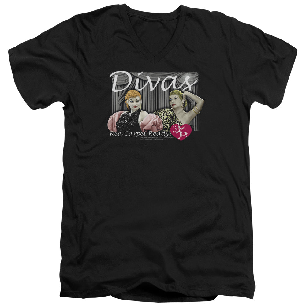 I Love Lucy Divas Mens Slim Fit V-Neck T Shirt Black Officially Licensed