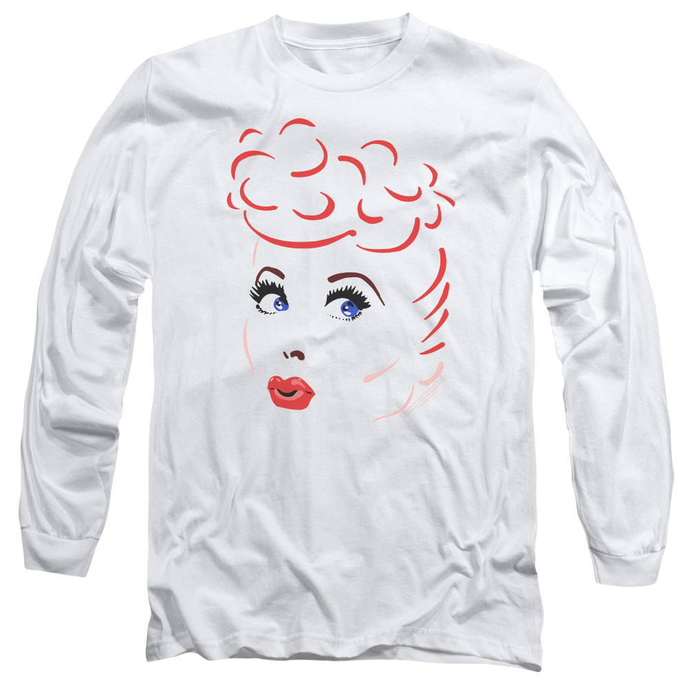 I Love Lucy Lines Face Mens Long Sleeve Shirt White Officially Licensed Officially Licensed