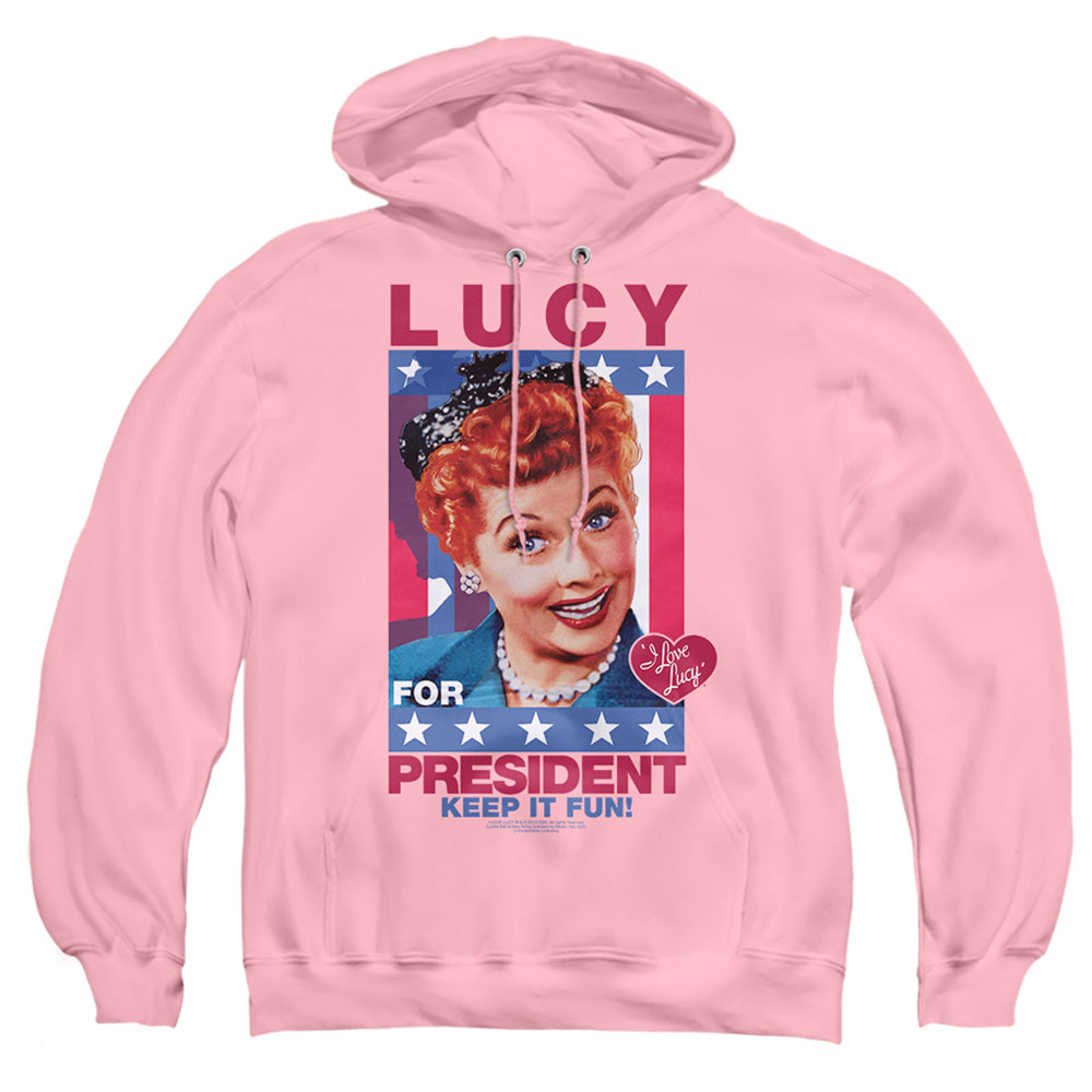 I Love Lucy For President Mens Hoodie Pink Officially Licensed