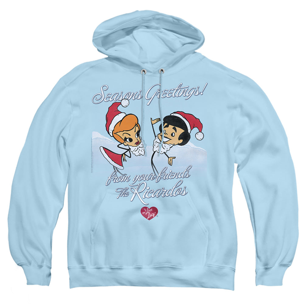 I Love Lucy Animated Christmas Mens Hoodie Light Blue Officially Licensed