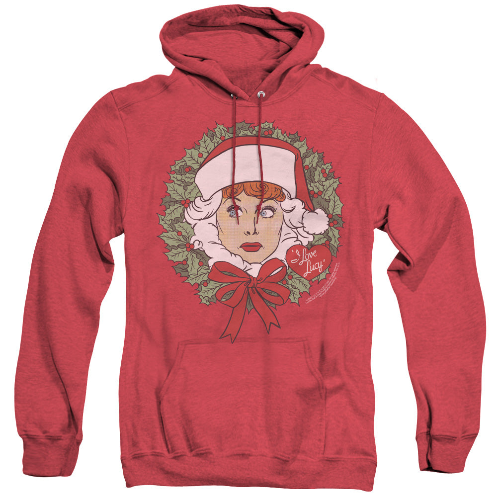 I Love Lucy Wreath Mens Heather Hoodie Red Officially Licensed