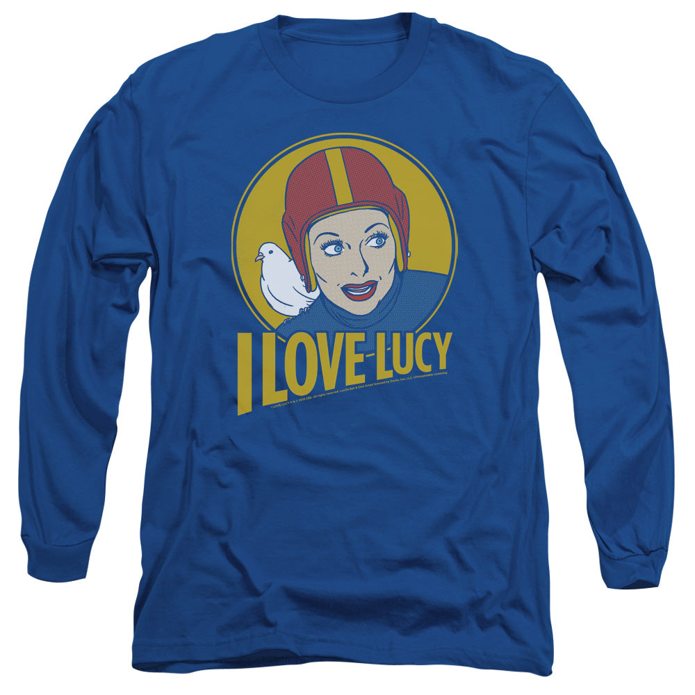 I Love Lucy Lb Super Comic Mens Long Sleeve Shirt Royal Blue Officially Licensed