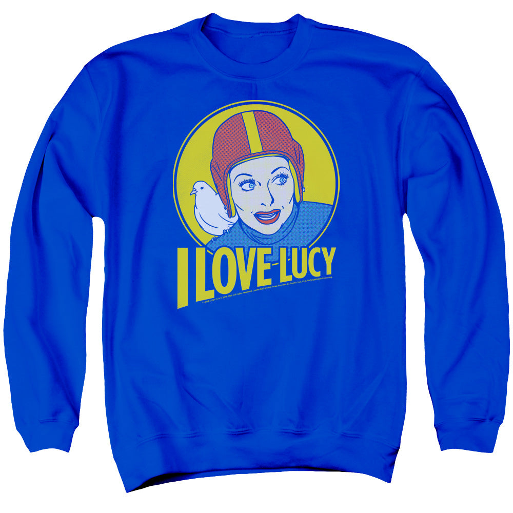 I Love Lucy Lb Super Comic Mens Crewneck Sweatshirt Royal Blue Officially Licensed