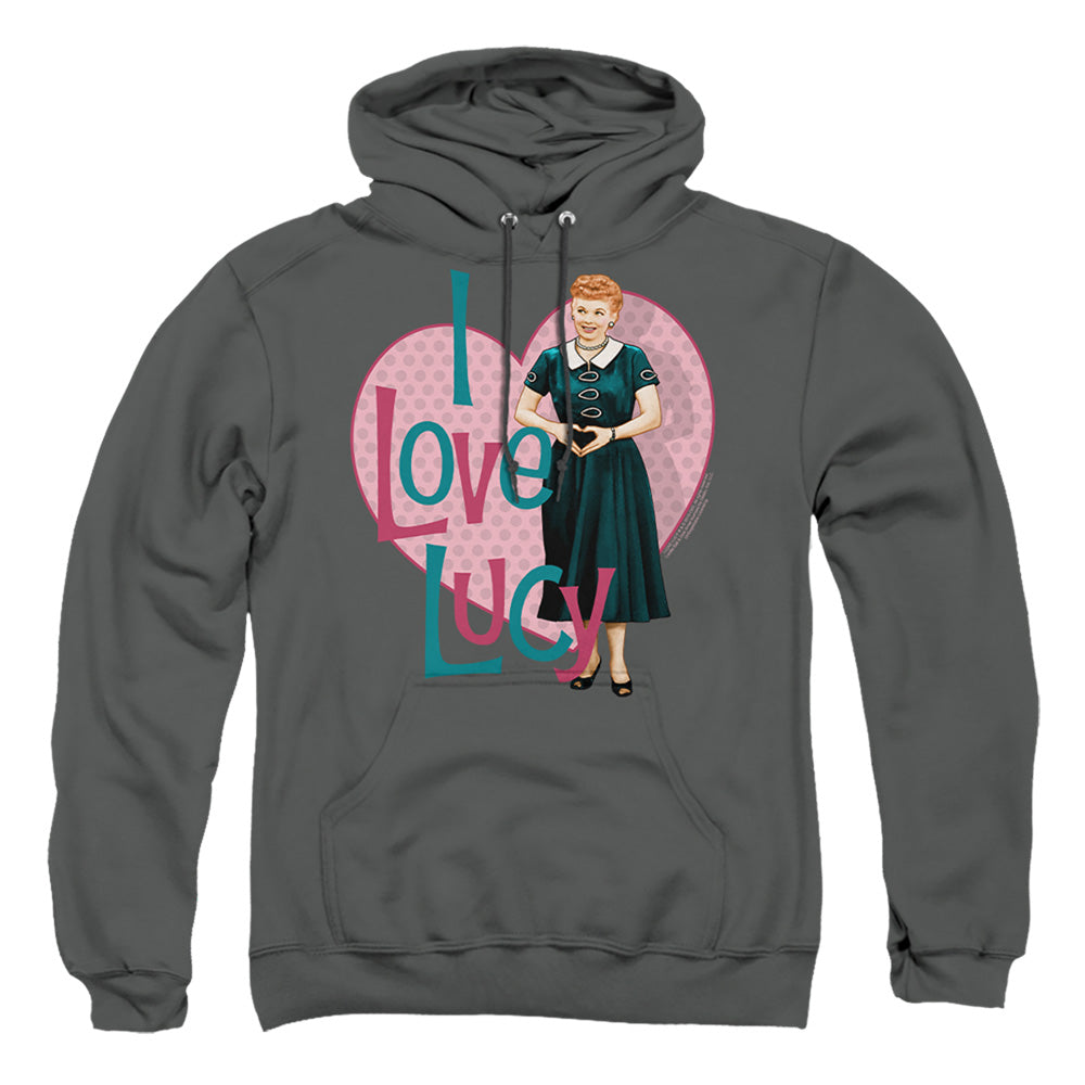 I Love Lucy Heart You Mens Hoodie Charcoal Officially Licensed
