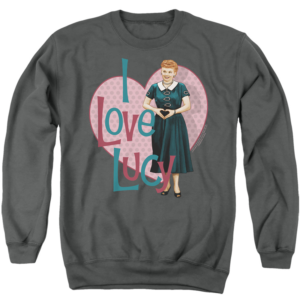 I Love Lucy Heart You Mens Crewneck Sweatshirt Charcoal Officially Licensed