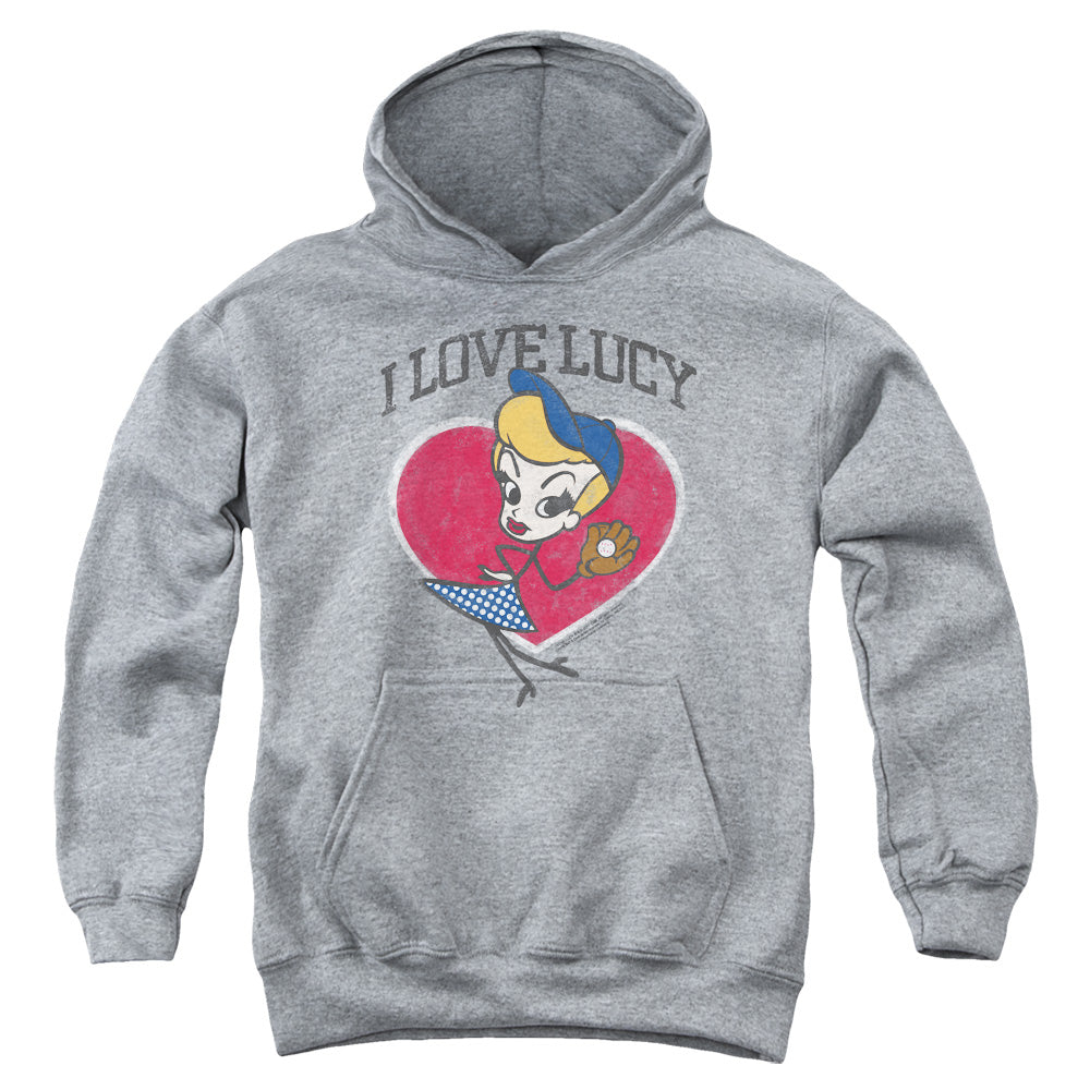 I Love Lucy Baseball Diva Kids Youth Hoodie Athletic Heather Officially Licensed