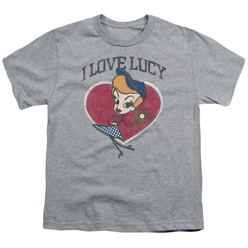 I Love Lucy Baseball Diva Kids Youth T Shirt Athletic Heather Officially Licensed