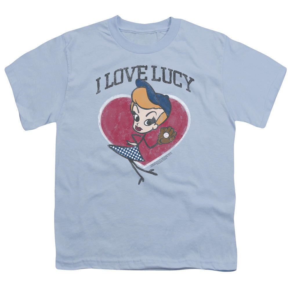 I Love Lucy Baseball Diva Kids Youth T Shirt Light Blue Officially Licensed