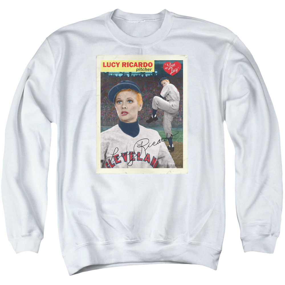 I Love Lucy Trading Card Mens Crewneck Sweatshirt White Officially Licensed