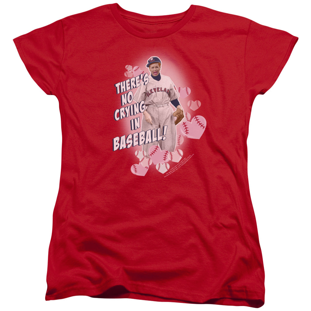 I Love Lucy No Crying in Baseball Womens T Shirt Red Officially Licensed