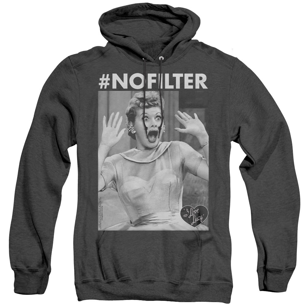 I Love Lucy No Filter Heather Mens Hoodie Black Officially Licensed