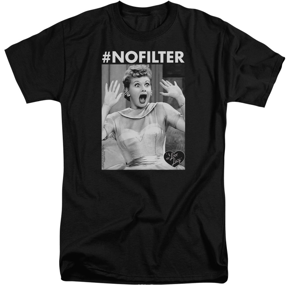 I Love Lucy No Filter Mens Tall T Shirt Black Officially Licensed