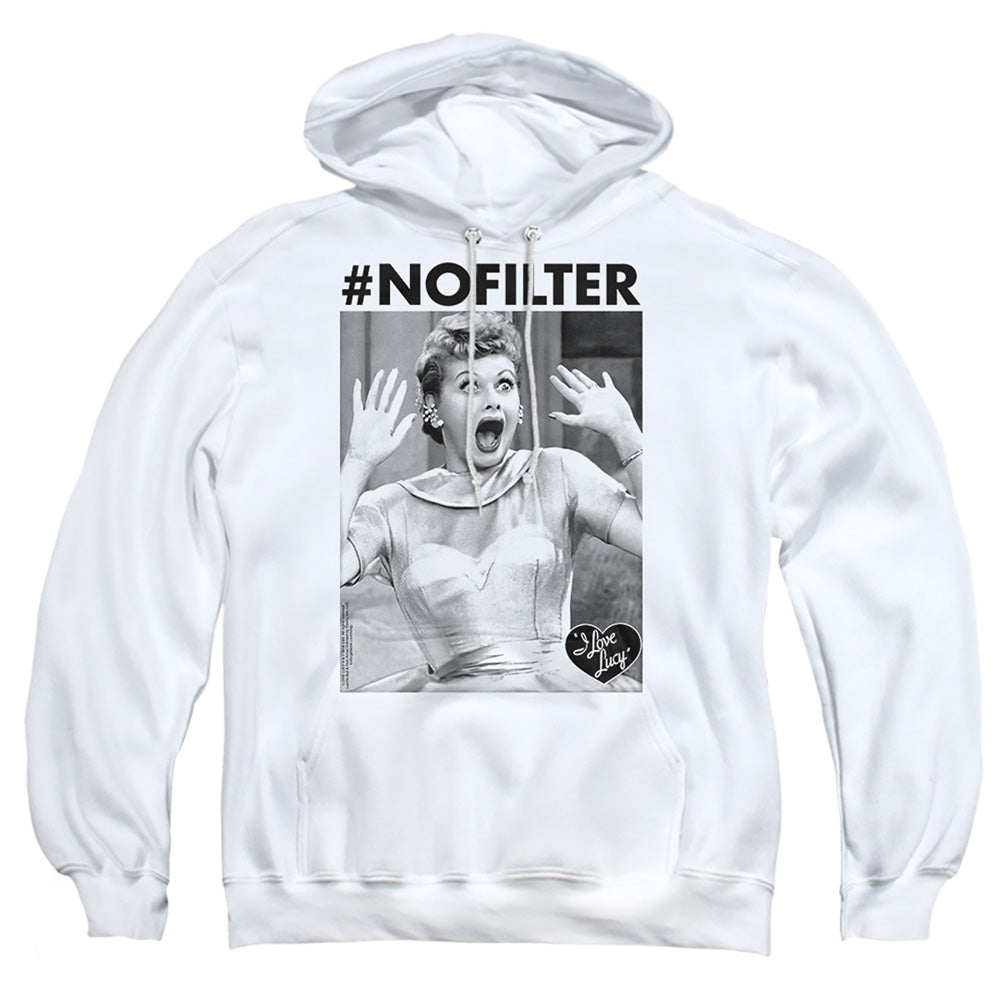 I Love Lucy No Filter Mens Hoodie White Officially Licensed