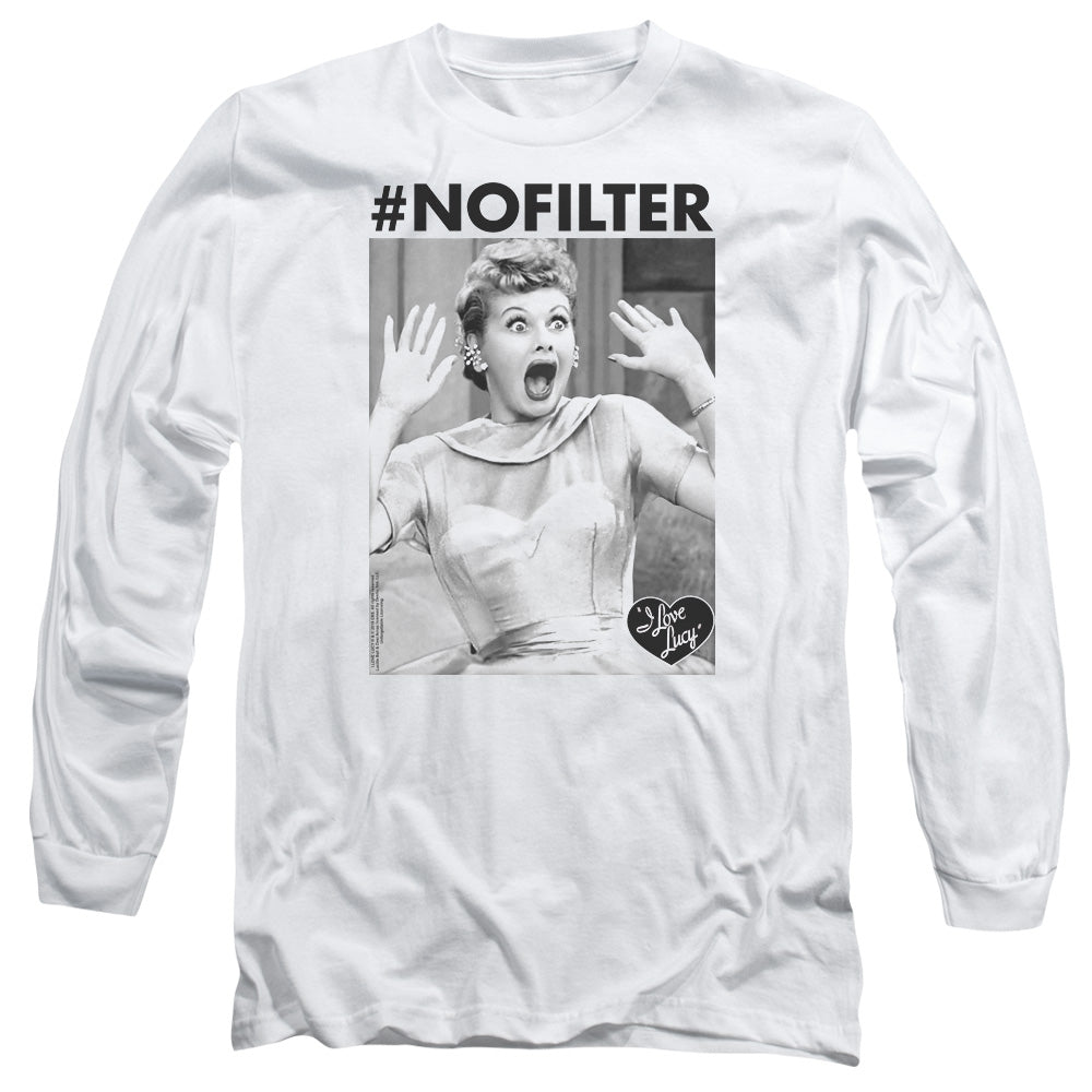 I Love Lucy No Filter Mens Long Sleeve Shirt White Officially Licensed Officially Licensed