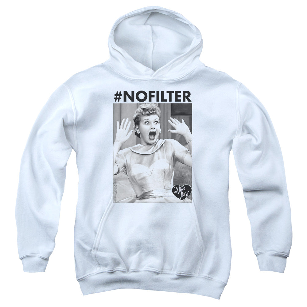 I Love Lucy No Filter Kids Youth Hoodie White Officially Licensed
