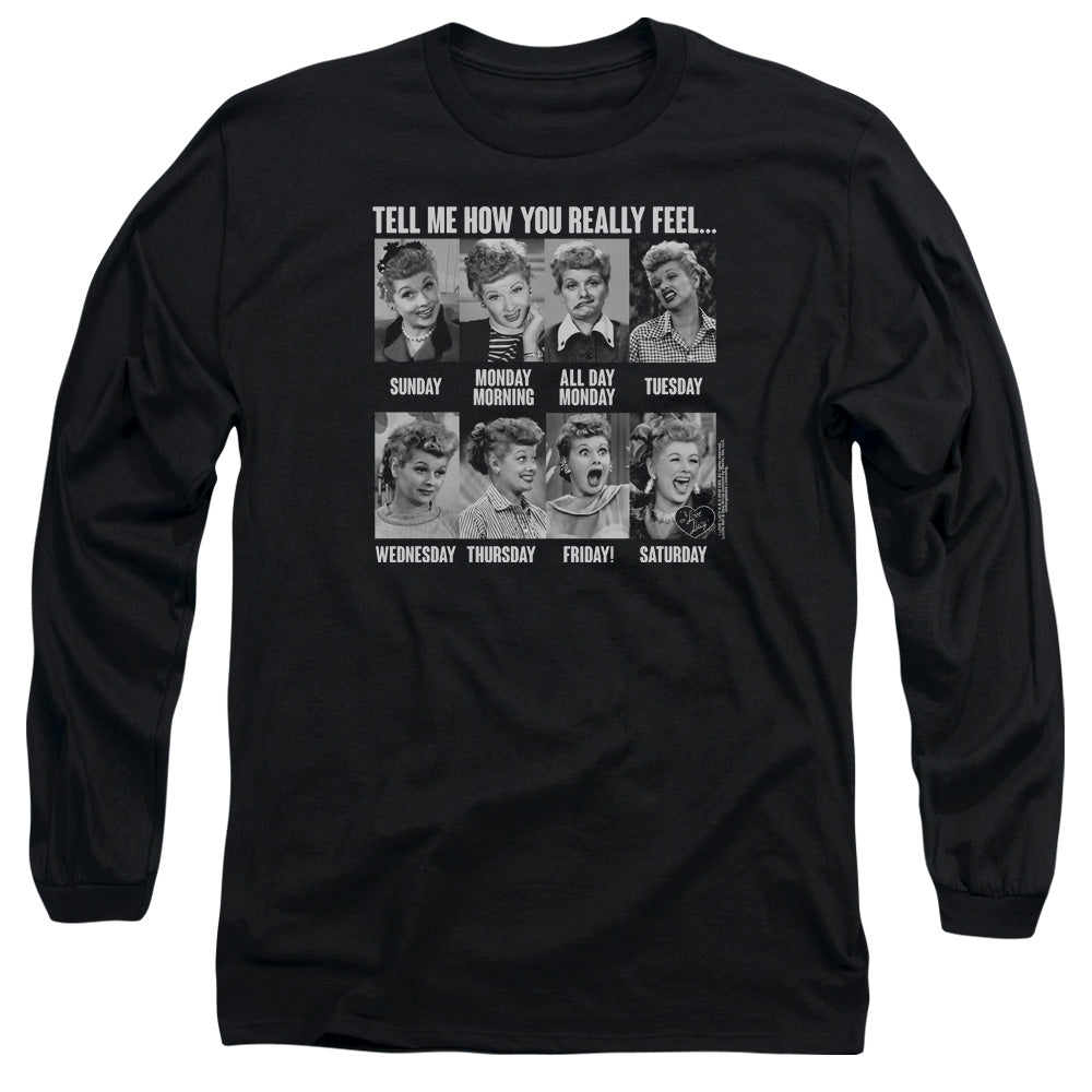I Love Lucy 8 Days A Week Mens Long Sleeve Shirt Black Officially Licensed Officially Licensed