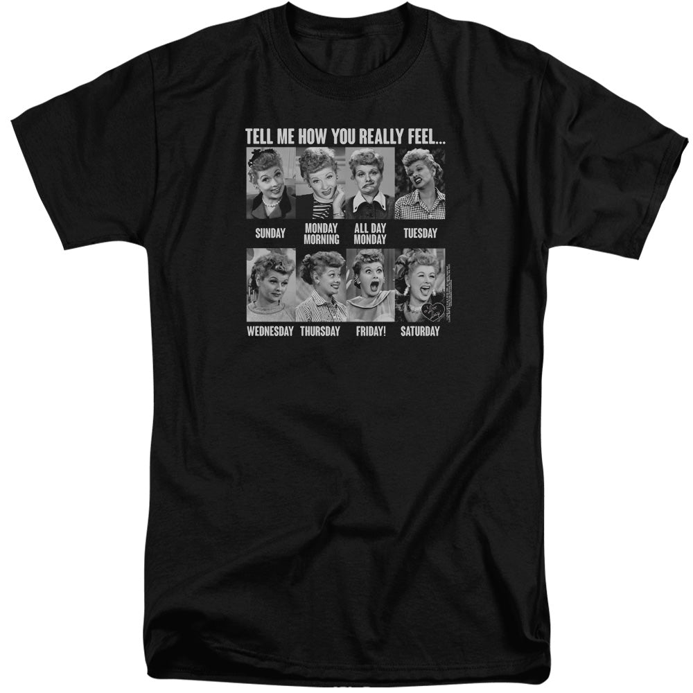 I Love Lucy 8 Days A Week Mens Tall T Shirt Black Officially Licensed
