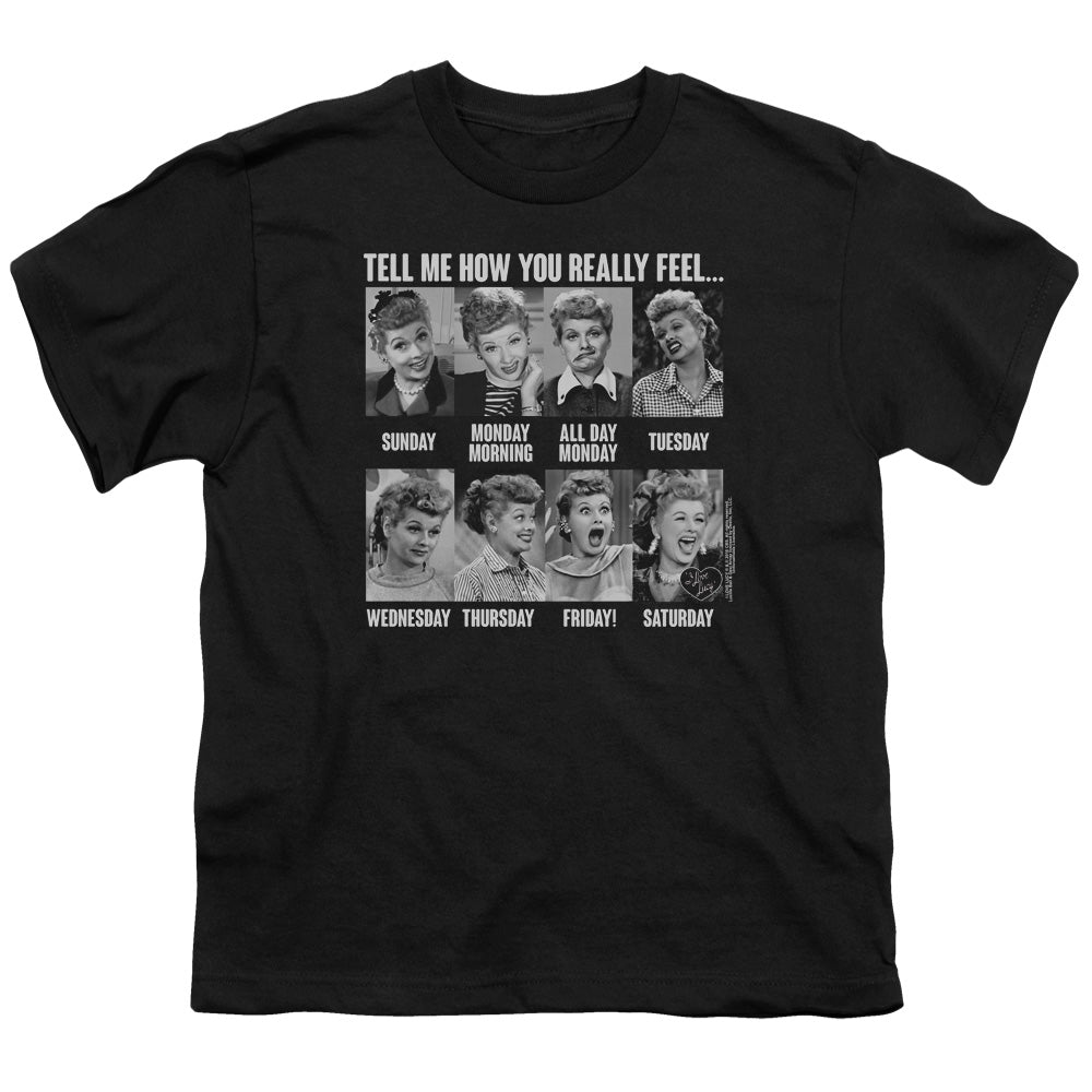I Love Lucy 8 Days a Week Kids Youth T Shirt Black Officially Licensed