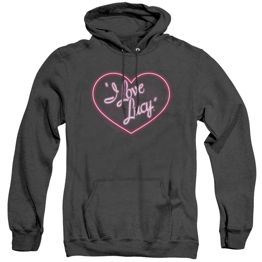 I Love Lucy Neon Logo Mens Heather Hoodie Black Officially Licensed
