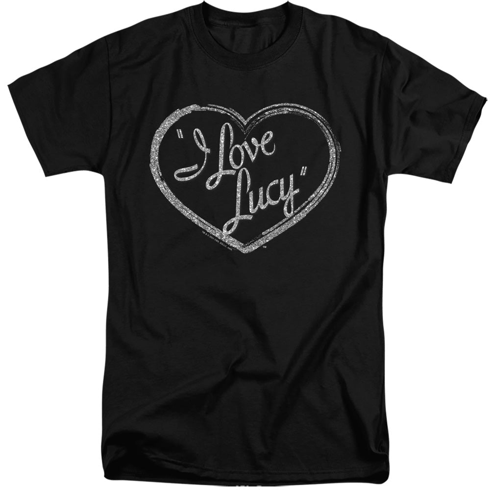 I Love Lucy Glitter Logo Mens Tall T Shirt Black Officially Licensed