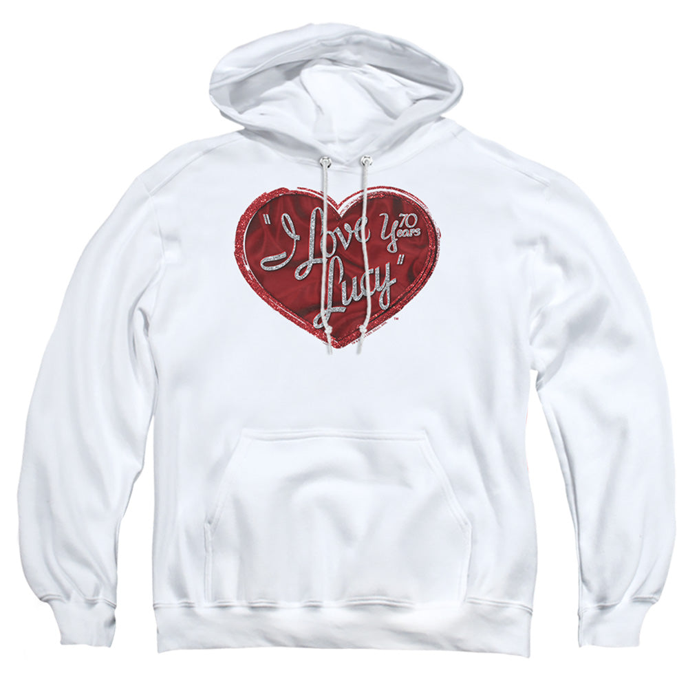 I Love Lucy Red Glitter 75 Mens Hoodie White Officially Licensed