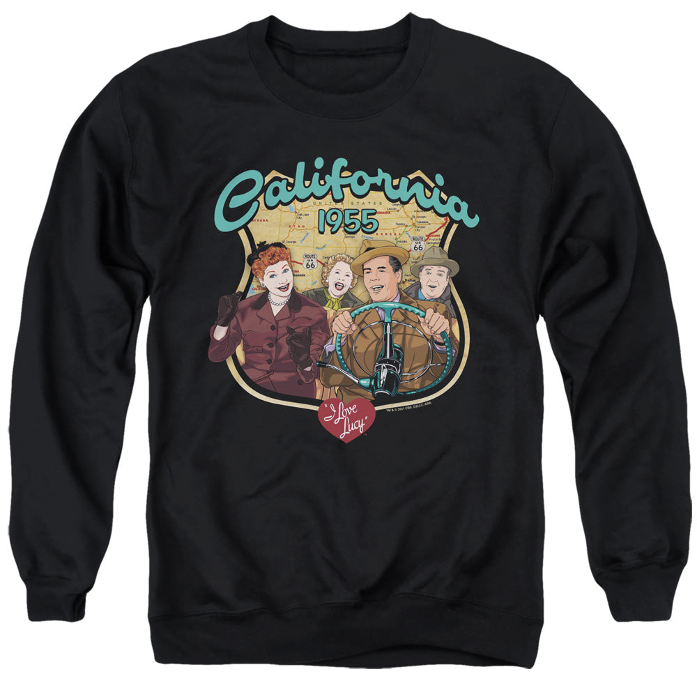 I Love Lucy Road Trip Mens Crewneck Sweatshirt Black Officially Licensed
