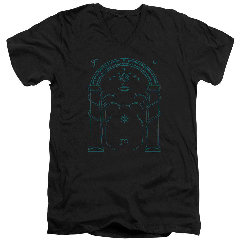 Lord Of The Rings Doors of Durin Mens Slim Fit V-Neck T Shirt Black Officially Licensed