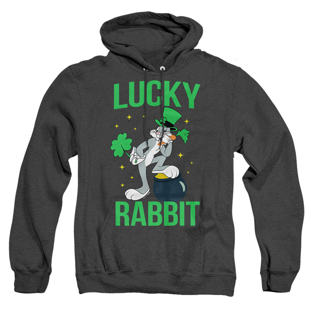 Looney Tunes Bugs Bunny St. Patrick'S Lucky Rabbit Heather Mens Hoodie Black Officially Licensed