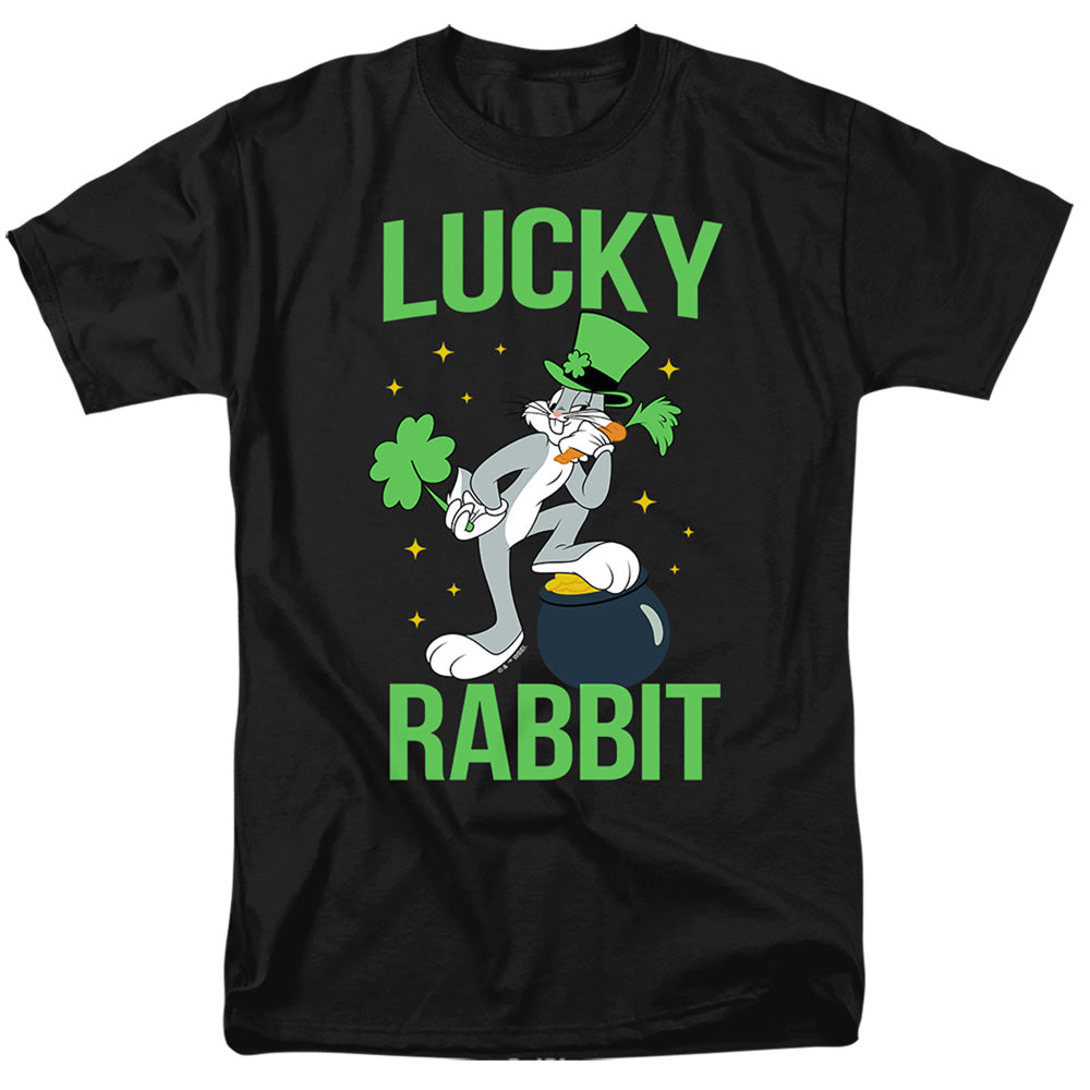 Looney Tunes Bugs Bunny St. Patricks Lucky Rabbit Mens T Shirt Black Officially Licensed