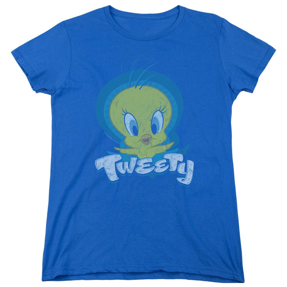 Looney Tunes Tweety Swirl Womens T Shirt Royal Blue Officially Licensed