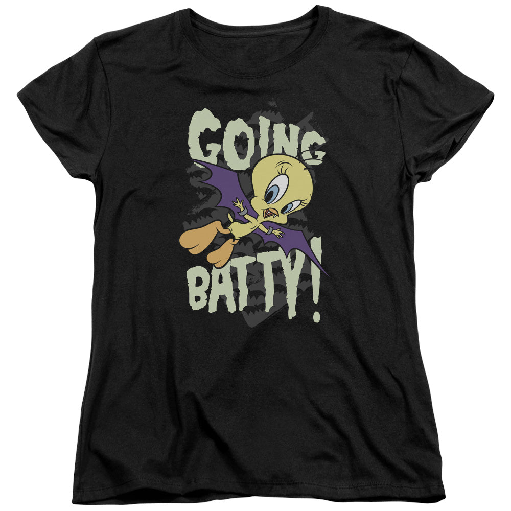 Looney Tunes Going Batty Womens T Shirt Black Officially Licensed