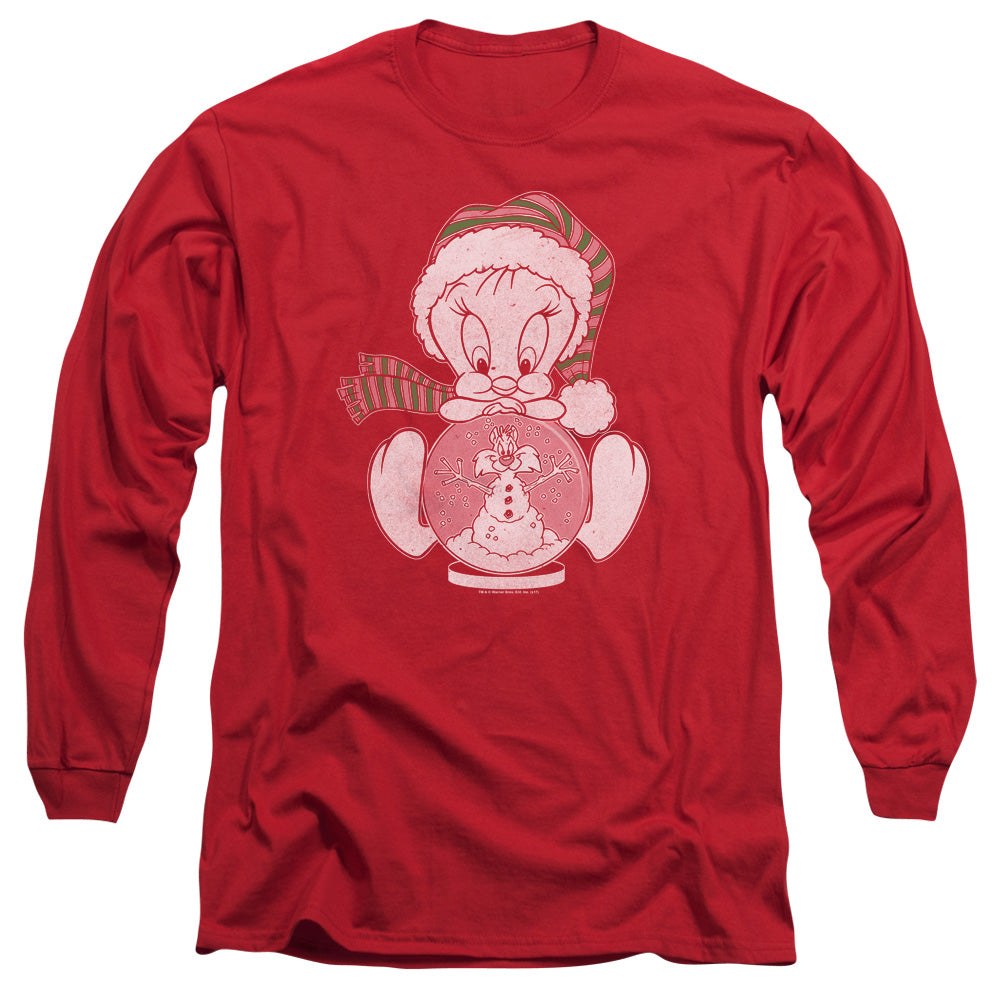 Looney Tunes Tweey Globe Mens Long Sleeve Shirt Red Officially Licensed Officially Licensed