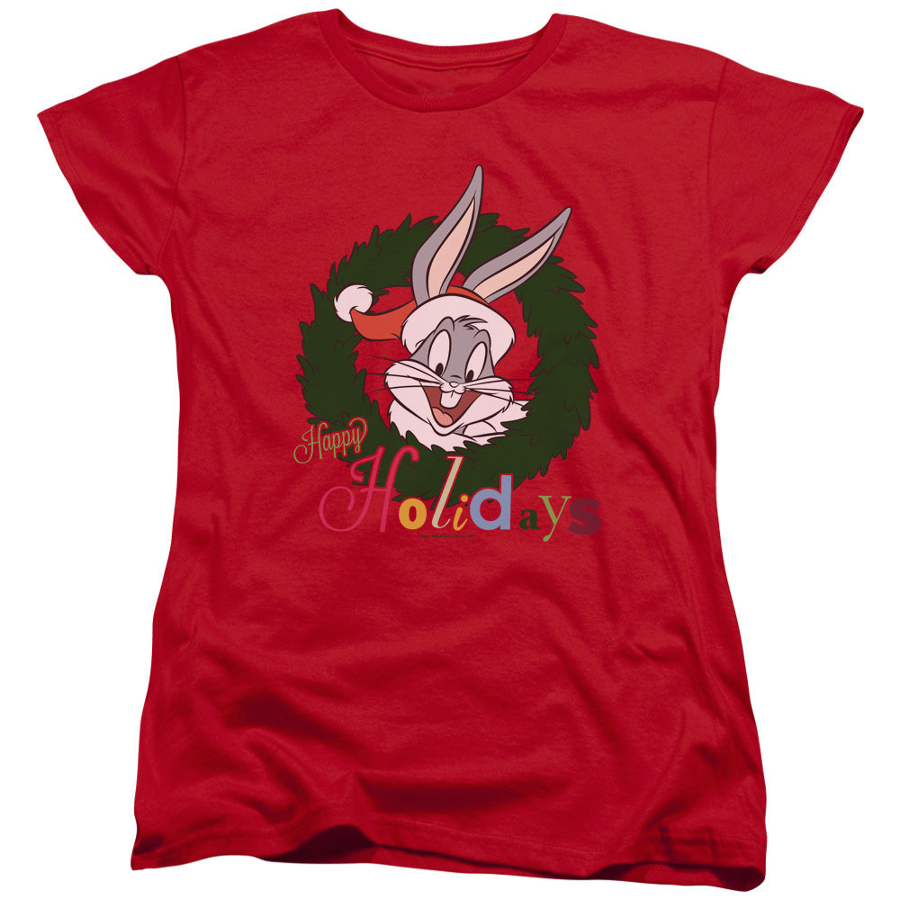 Looney Tunes Holiday Bunny Womens T Shirt Red Officially Licensed