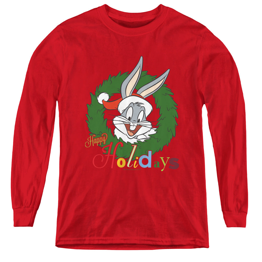 Looney Tunes Holiday Bunny Long Sleeve Kids Youth T Shirt Red Officially Licensed