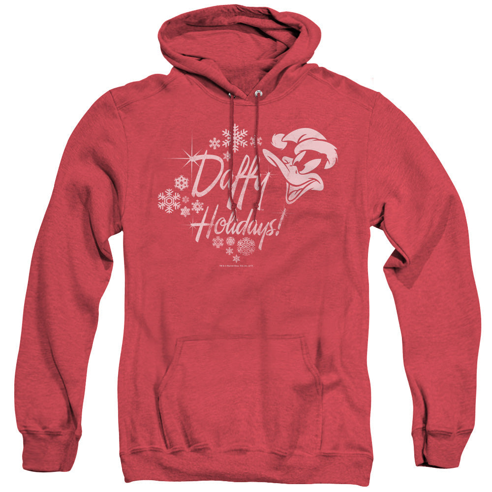 Looney Tunes Daffy Holidays Heather Mens Hoodie Red Officially Licensed