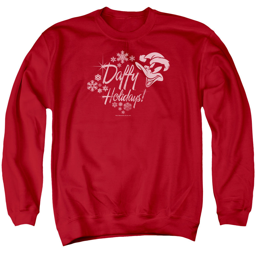 Looney Tunes Daffy Holidays Mens Crewneck Sweatshirt Red Officially Licensed