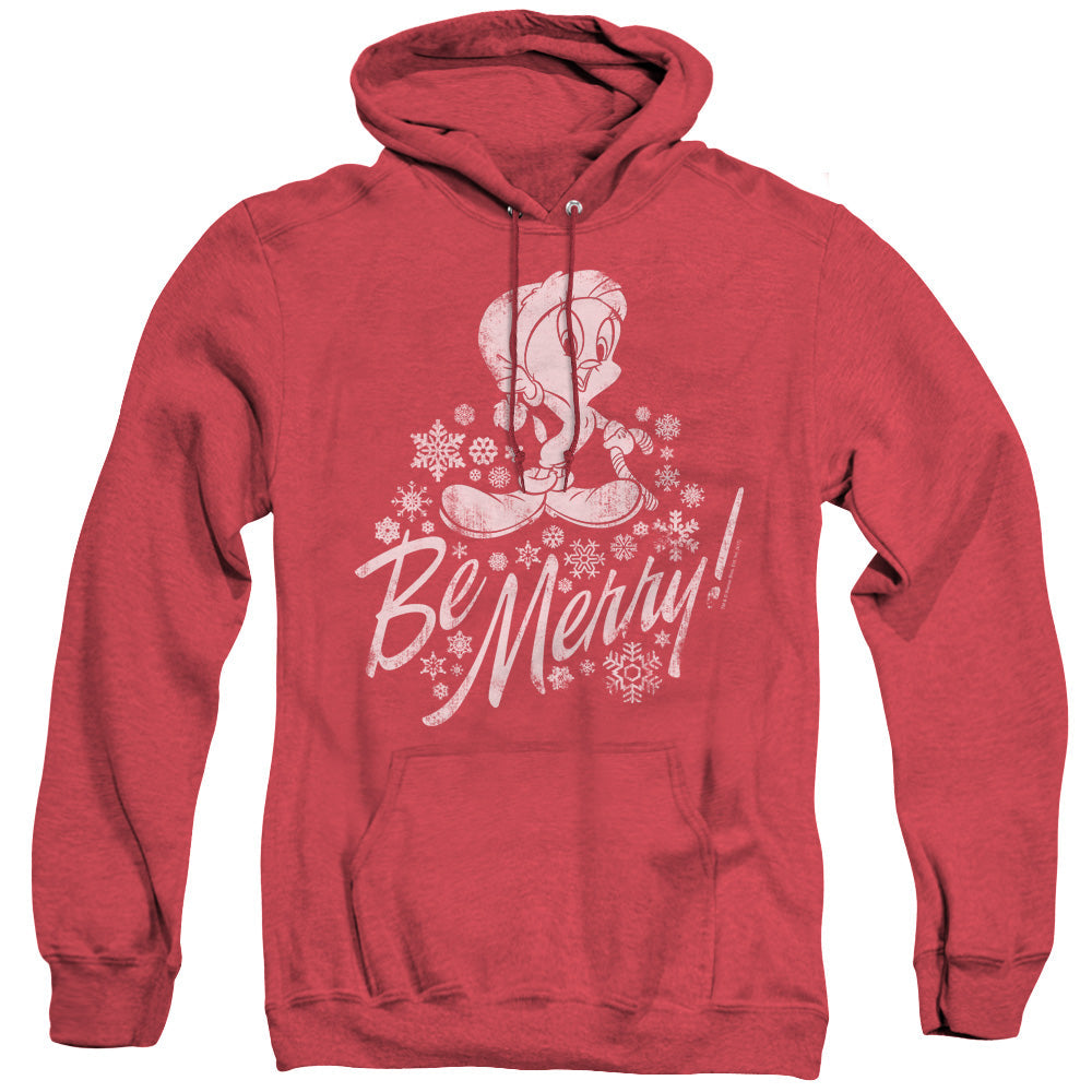 Looney Tunes Merry Tweety Mens Heather Hoodie Red Officially Licensed