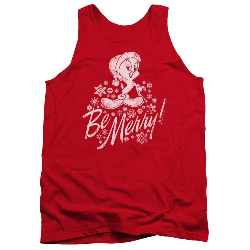 Looney Tunes Merry Tweety Mens Tank Top Shirt Red Officially Licensed