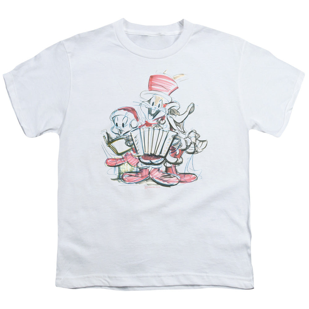 Looney Tunes Holiday Sketch Kids Youth T Shirt White Officially Licensed