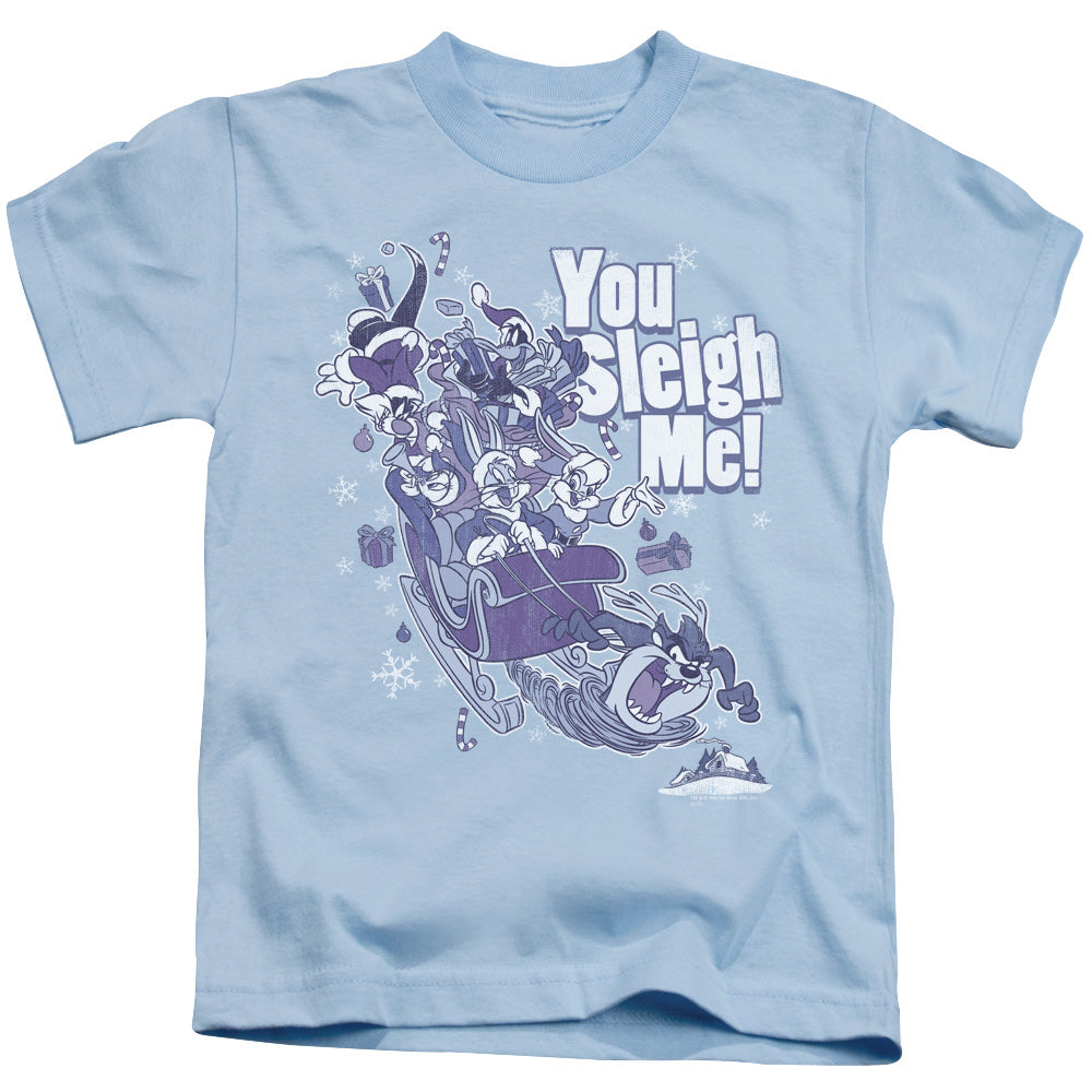 Looney Tunes You Sleigh Me Juvenile Kids Youth T Shirt Light Blue Officially Licensed