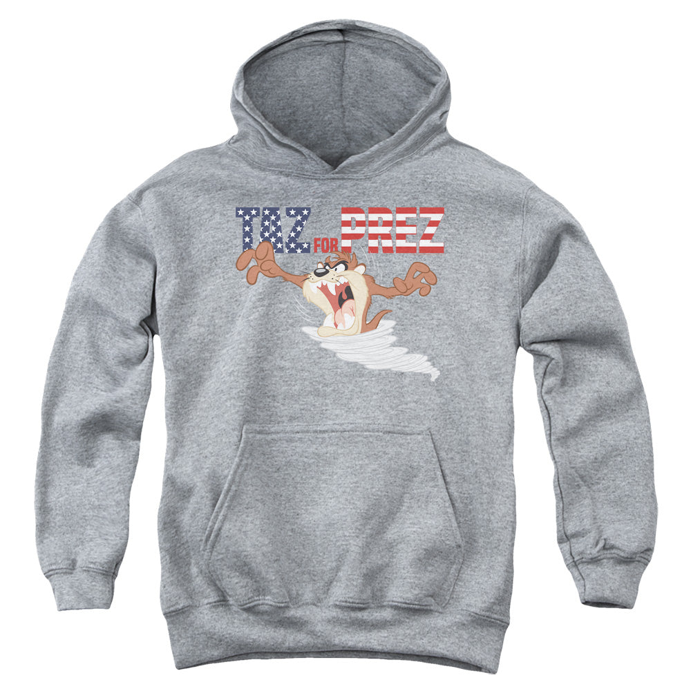 Looney Tunes Taz for Prez 3 Kids Youth Hoodie Athletic Heather Officially Licensed
