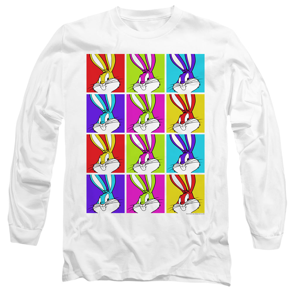 Looney Tunes Bugs Tiles Mens Long Sleeve Shirt White Officially Licensed Officially Licensed