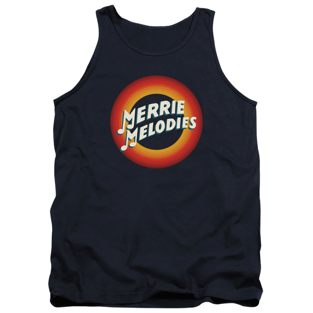 Looney Tunes Merrie Logo Mens Tank Top Shirt Navy Blue Officially Licensed