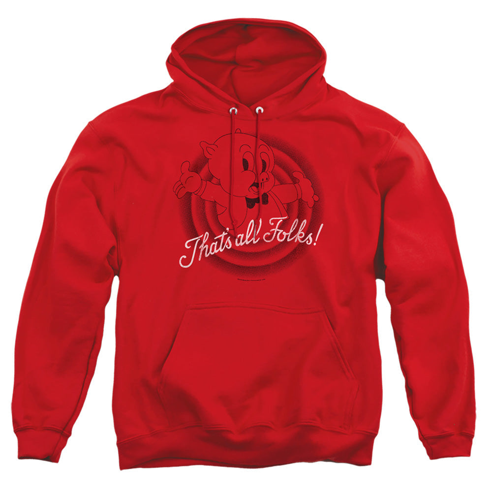 Looney Tunes Thats All Folks Mens Hoodie Red Officially Licensed
