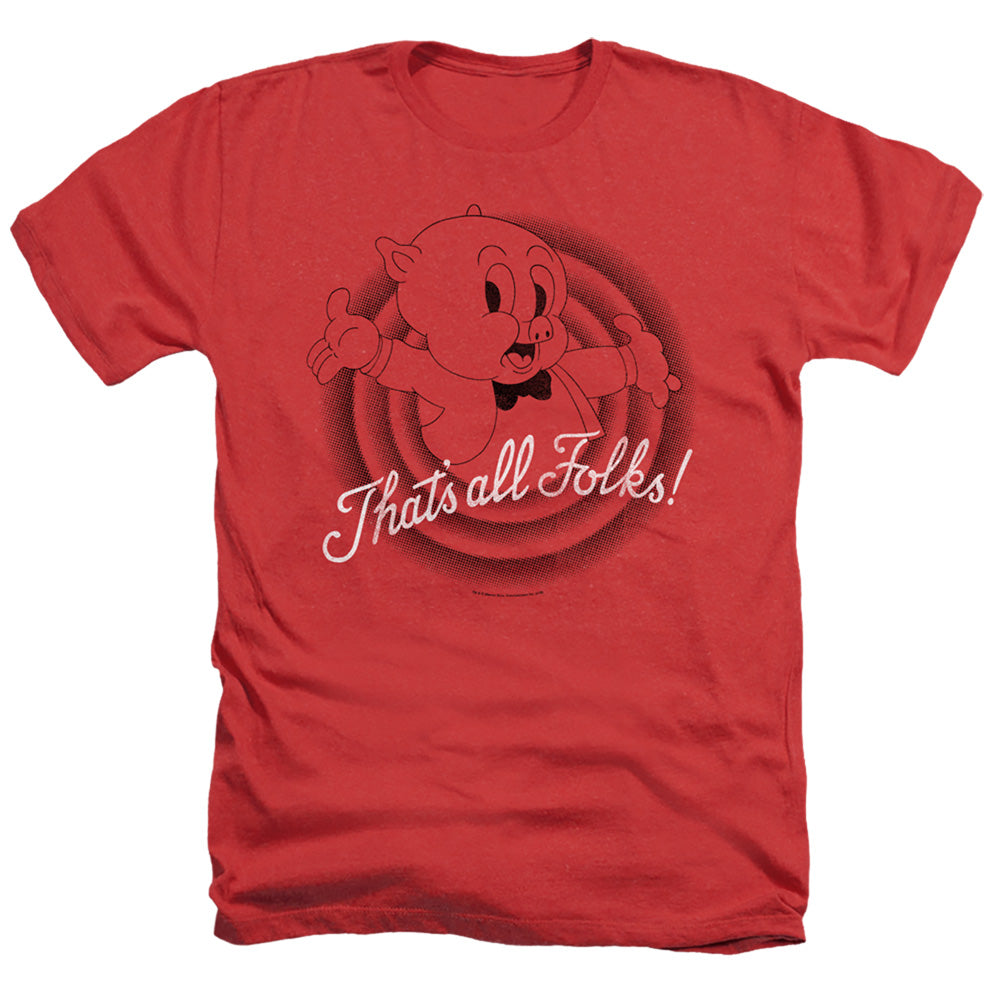 Looney Tunes Thats All Folks Heather Mens T Shirt Red Officially Licensed